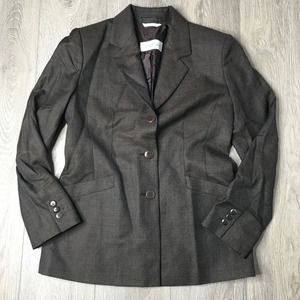 MaxMara Single Breasted Notch Lapel Wool 3 Button Blazer Jacket Gray Size 6